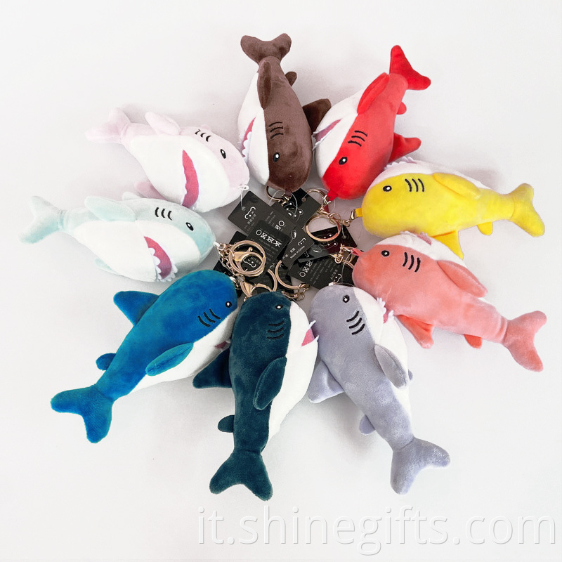 High Quality Wholesale Customized Design Plush Keychain Animal Mini Colorful Shark Plush Keychain/